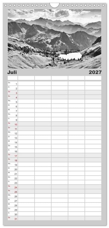 Produktbild: Familienplaner 2027 - Traumhafte Allg&auml;uer Alpen mit 5 Spalten (Wandkalender, 21 x 45 cm) CALVENDO
