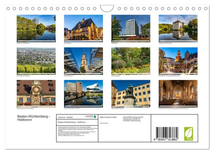 Produktbild: Baden-W&uuml;rttemberg - Heilbronn (Wandkalender 2026 DIN A4 quer), CALVENDO Monatskalender