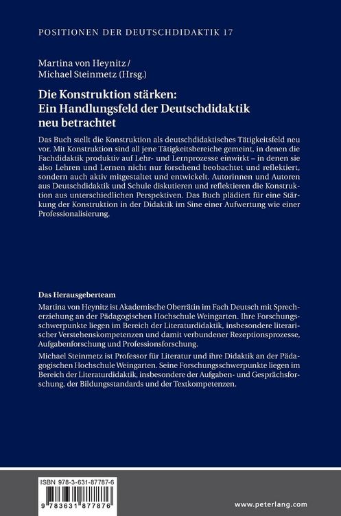 Produktbild: Die Konstruktion st&auml;rken: Ein Handlungsfeld der Deutschdidaktik neu betrachtet