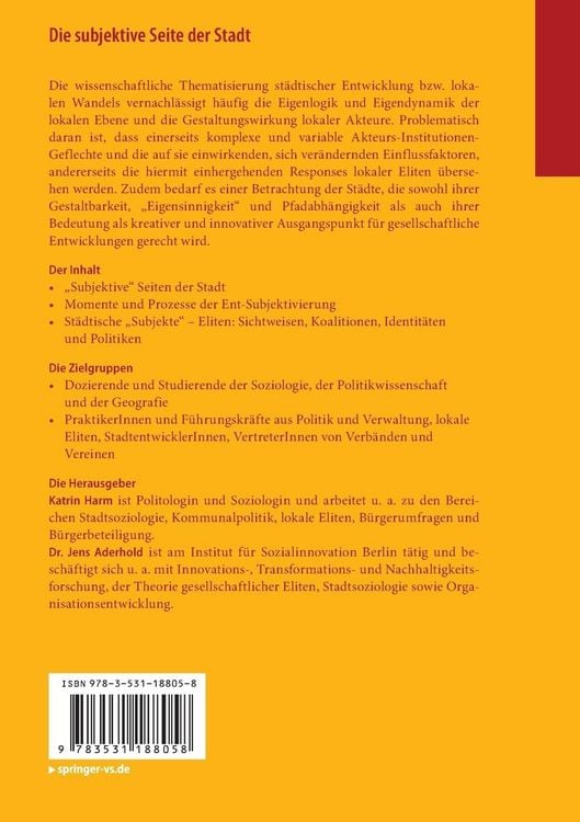 Produktbild: Die subjektive Seite der Stadt