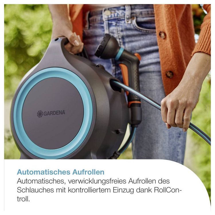 Produktbild: GARDENA 18690-20 Mobile Schlauchbox MoveMatic, 12 m + 1,5 m Gartenschlauchaufroller 270 mm 1/3 Zoll 1 St. 5-farbig