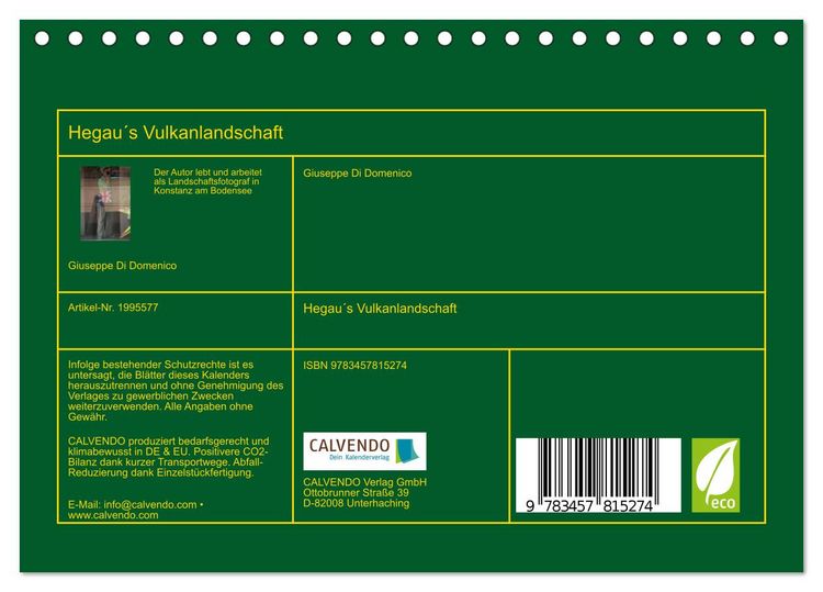 Produktbild: Hegau&acute;s Vulkanlandschaft (Tischkalender 2026 DIN A5 quer), CALVENDO Monatskalender