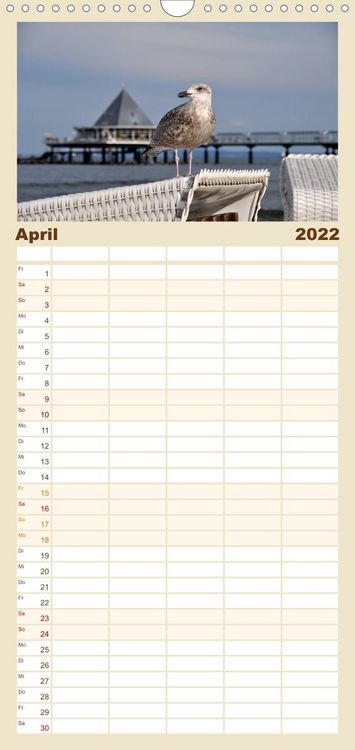 Produktbild: Familienplaner Strandkorb-Impressionen (Wandkalender 2022 , 21 cm x 45 cm, hoch)