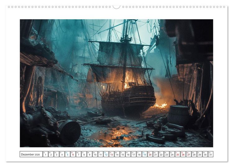 Produktbild: Fluch der Schwarzen Flagge (hochwertiger Premium Wandkalender 2026 DIN A2 quer), Kunstdruck in Hochglanz