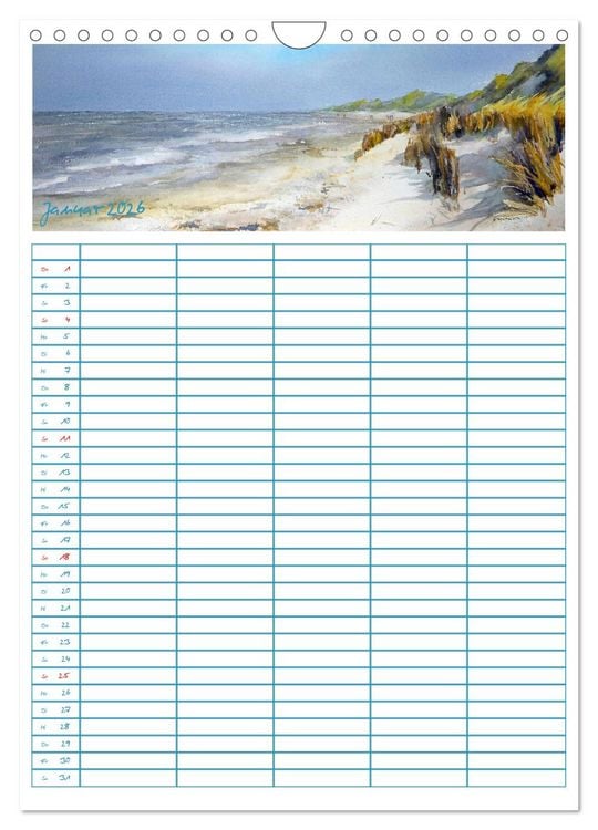 Produktbild: Amrumaquarelle (Wandkalender 2026 DIN A4 hoch), CALVENDO Monatskalender