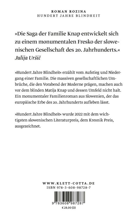 Produktbild: Hundert Jahre Blindheit