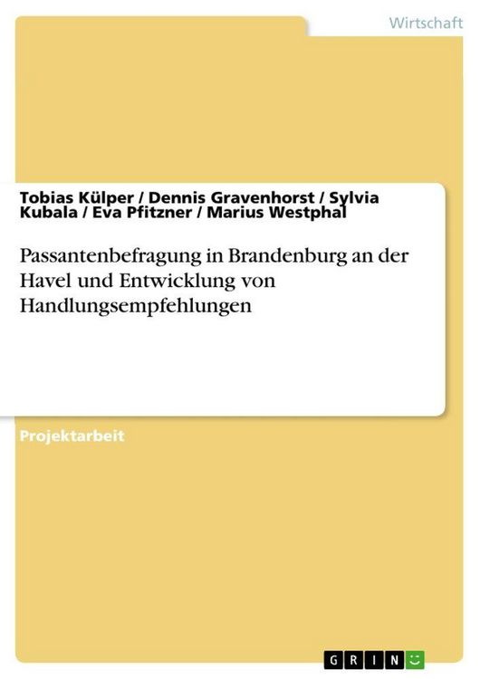 Produktbild: Passantenbefragung in Brandenburg an der Havel und Entwicklung von Handlungsempfehlungen