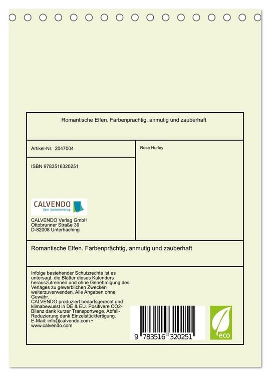 Produktbild: Romantische Elfen. Farbenpr&auml;chtig, anmutig und zauberhaft (Tischkalender 2026 DIN A5 hoch), CALVENDO Monatskalender