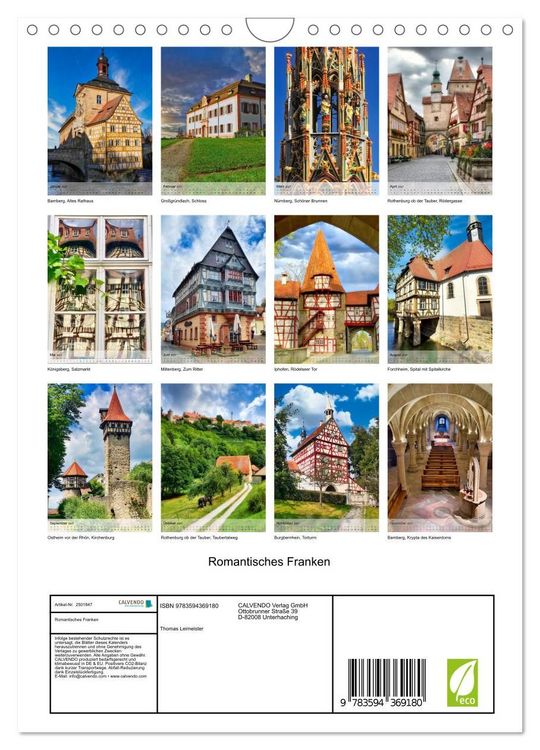 Produktbild: Romantisches Franken (Wandkalender 2027 DIN A4 hoch), CALVENDO Monatskalender