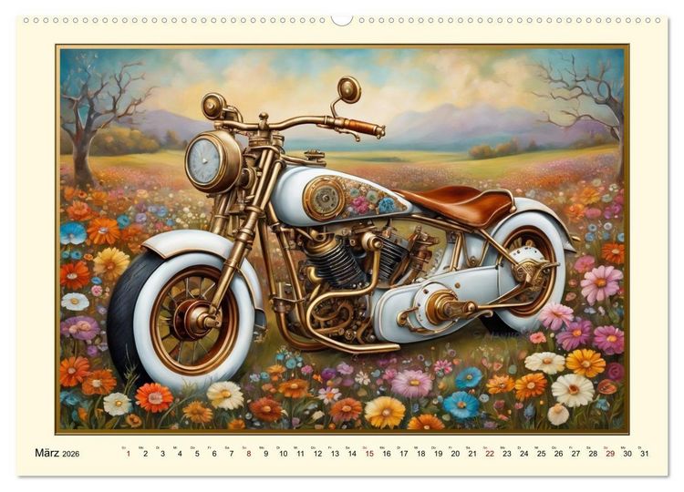Produktbild: Motorr&auml;der im Steampunk-Style (Wandkalender 2026 DIN A2 quer), CALVENDO Monatskalender