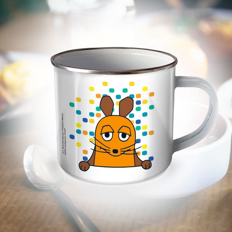 Produktbild: Tr&ouml;tsch Die Maus Emaille Becher Tasse Bunt
