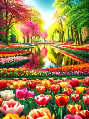 Produktbild: CALVENDO Puzzle Keukenhofs Blumenparadies in den Niederlanden | 1000 Teile Lege-Gr&ouml;&szlig;e 64x48cm Foto-Puzzle f&uuml;r gl&uuml;ckliche Stunden