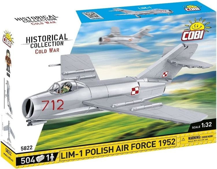 Produktbild: COBI 5822 - Historical Collection, Cold War, LIM-1 POLISH AIR FORCE 1952, Kampfflugzeug, 504 Klemmbausteine, 1 Figur