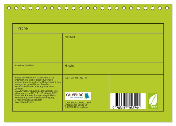 Produktbild: Hirsche (Tischkalender 2026 DIN A5 quer), CALVENDO Monatskalender