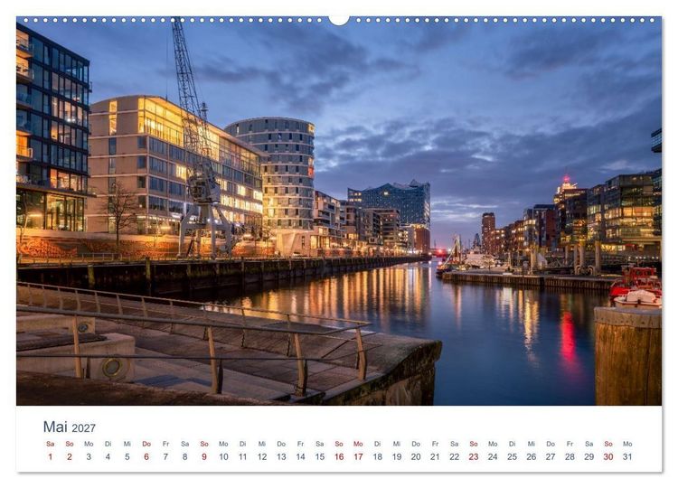 Produktbild: Hamburgs Hafenlichter (Wandkalender 2027 DIN A2 quer), CALVENDO Monatskalender