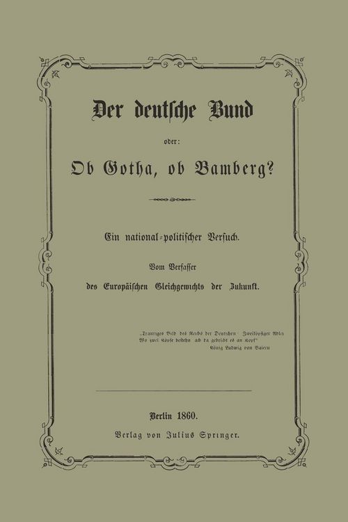 Produktbild: Der deutsche Bund oder: Ob Gotha, ob Bamberg?