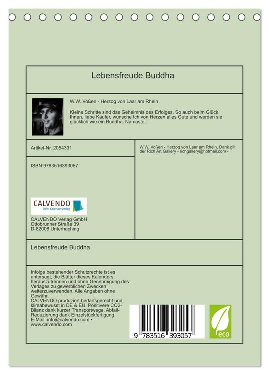 Produktbild: Lebensfreude Buddha (Tischkalender 2026 DIN A5 hoch), CALVENDO Monatskalender