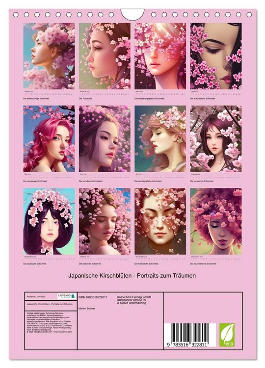 Produktbild: Japanische Kirschbl&uuml;ten - Portraits zum Tr&auml;umen (Wandkalender 2026 DIN A4 hoch), CALVENDO Monatskalender