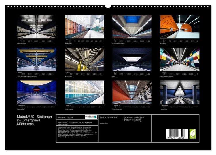 Produktbild: MetroMUC, Stationen im Untergrund M&uuml;nchens (hochwertiger Premium Wandkalender 2026 DIN A2 quer), Kunstdruck in Hochglanz