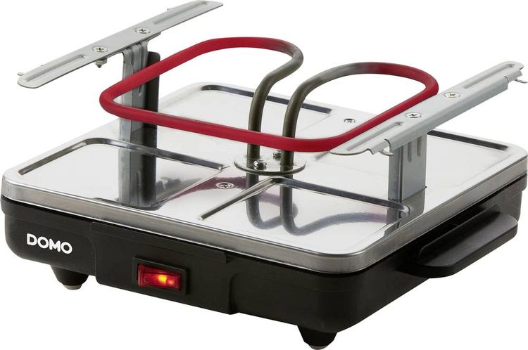 DOMO Just us DO9147G Raclette Grillfunktion, Antihaftbeschichtung, Kontrollleuchte, 4 Pfännchen Schwarz