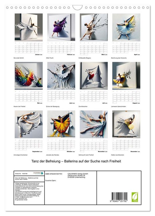 Produktbild: Tanz der Befreiung &ndash; Ballerina auf der Suche nach Freiheit (Wandkalender 2026 DIN A3 hoch), CALVENDO Monatskalender