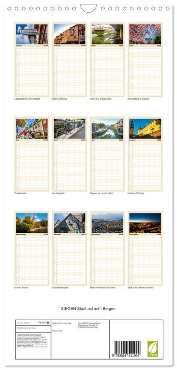 Produktbild: Familienplaner 2026 - SIEGEN Stadt auf acht Bergen mit 5 Spalten (Wandkalender, 21 x 45 cm) CALVENDO