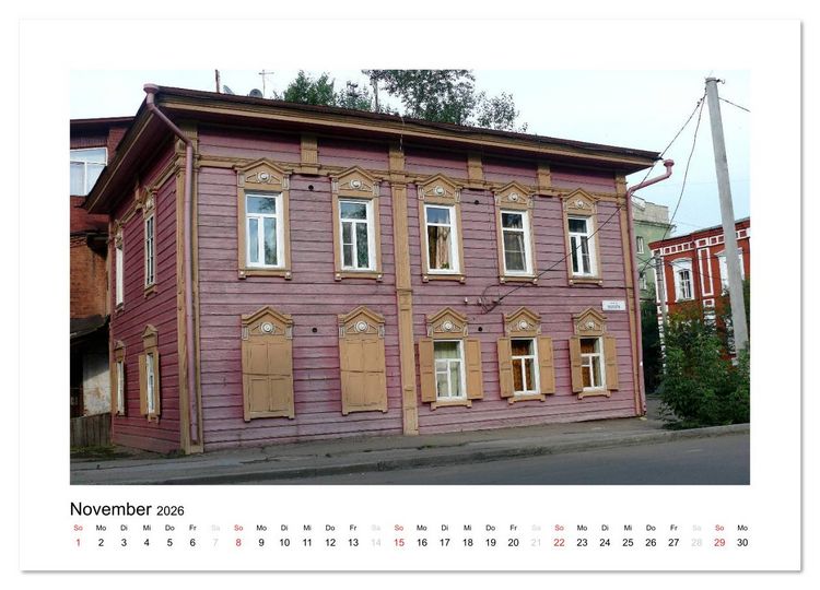 Produktbild: Holzh&auml;user in Irkutsk (hochwertiger Premium Wandkalender 2026 DIN A2 quer), Kunstdruck in Hochglanz