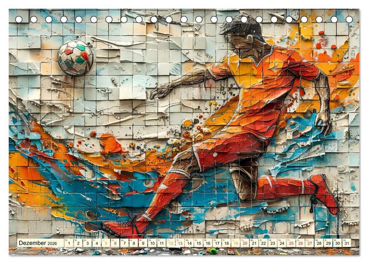 Produktbild: Fu&szlig;ball Graffiti - sportliche Kunst (Tischkalender 2026 DIN A5 quer), CALVENDO Monatskalender