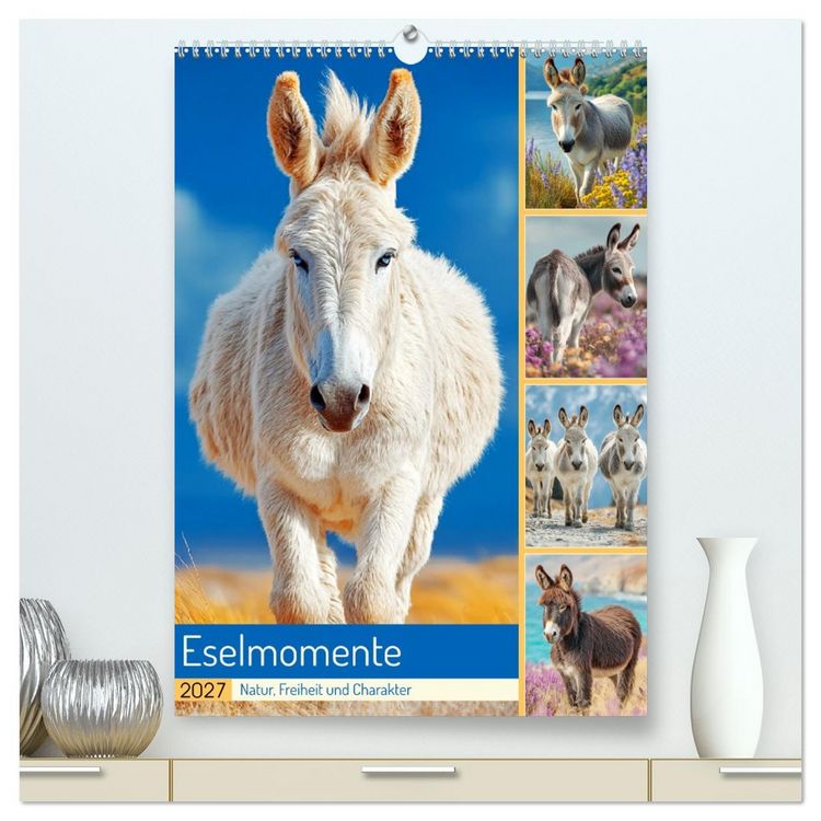 Produktbild: Eselmomente. Natur, Freiheit und Charakter (hochwertiger Premium Wandkalender 2027 DIN A2 hoch), Kunstdruck in Hochglanz