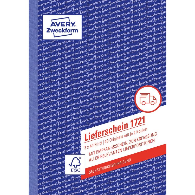 Produktbild: AVERY Zweckform Lieferschein mit Empfangsschein selbstdurchschreibend DIN A5 120 Blatt