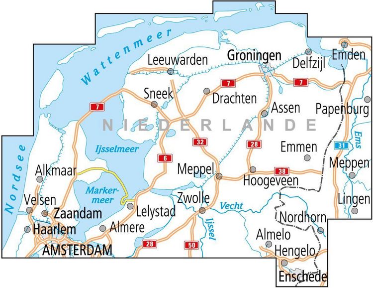 Produktbild: BVA ADFC Radtourenkarte Niederlande Nord, mit Knotenpunkten 1:150.000