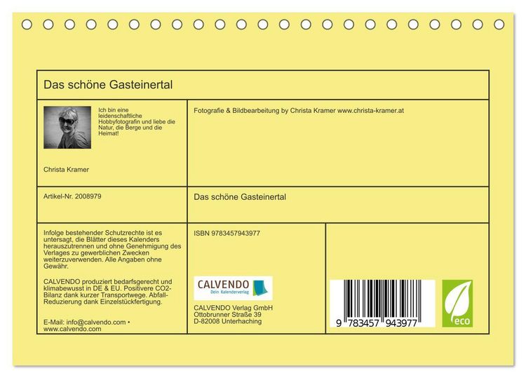 Produktbild: Das sch&ouml;ne Gasteinertal (Tischkalender 2026 DIN A5 quer), CALVENDO Monatskalender