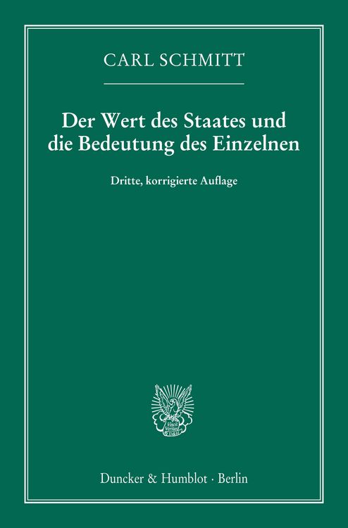 Produktbild: Der Wert des Staates und die Bedeutung des Einzelnen.