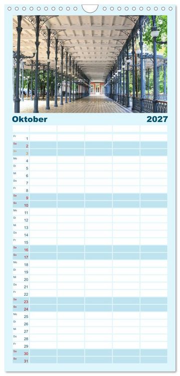Produktbild: Familienplaner 2027 - SPA - Die belgische Stadt des Wassers mit 5 Spalten (Wandkalender, 21 x 45 cm) CALVENDO