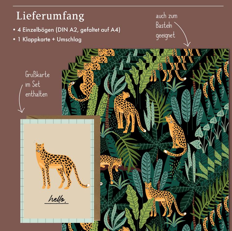 Produktbild: Geschenkpapier-Set: Leopard (vegan, Blauer Engel, Recyclingpapier)