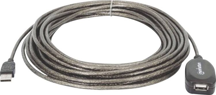 Produktbild: Manhattan USB-Kabel USB 2.0 USB-A Stecker, USB-A Buchse 10.00m Schwarz 150248