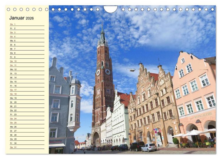 Produktbild: Landshut erleben (Wandkalender 2026 DIN A4 quer), CALVENDO Monatskalender