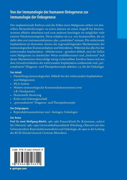 Produktbild: Von der Immunologie der humanen Ontogenese zur Immunologie der Onkogenese