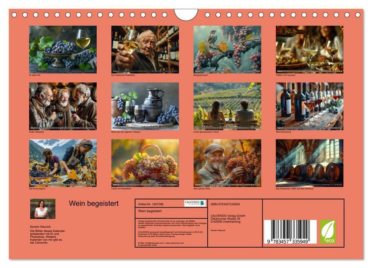 Produktbild: Wein begeistert (Wandkalender 2026 DIN A4 quer), CALVENDO Monatskalender
