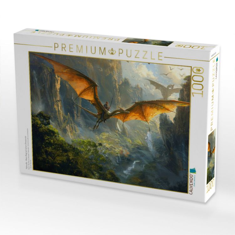Produktbild: CALVENDO Puzzle Patrouille - Mann fliegt auf einem Dinosaurier | 1000 Teile Lege-Gr&ouml;&szlig;e 64x48cm Foto-Puzzle f&uuml;r gl&uuml;ckliche Stunden