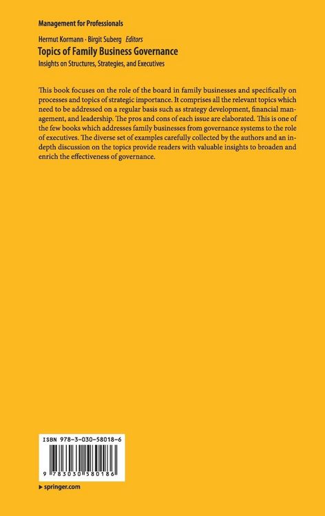 Produktbild: Topics of Family Business Governance