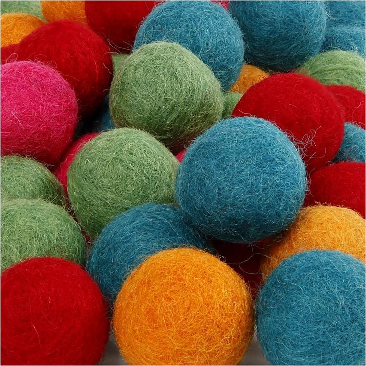 Produktbild: Creativ Company Filzkugeln, D 20 mm, Kr&auml;ftige Farben, 64 Stk