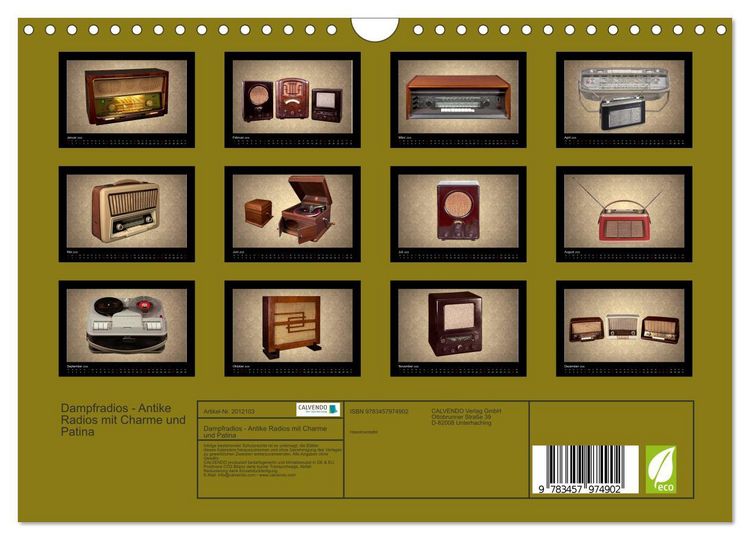 Produktbild: Dampfradios - Antike Radios mit Charme und Patina (Wandkalender 2026 DIN A4 quer), CALVENDO Monatskalender