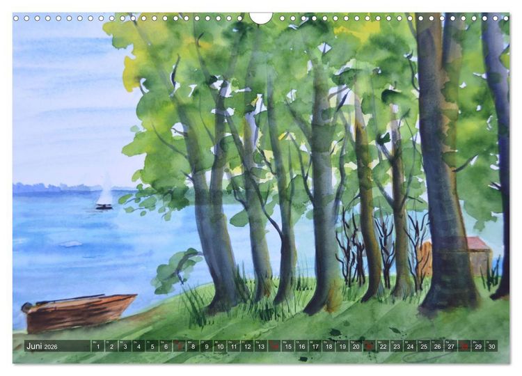 Produktbild: Chiemsee Aquarelle (Wandkalender 2026 DIN A3 quer), CALVENDO Monatskalender