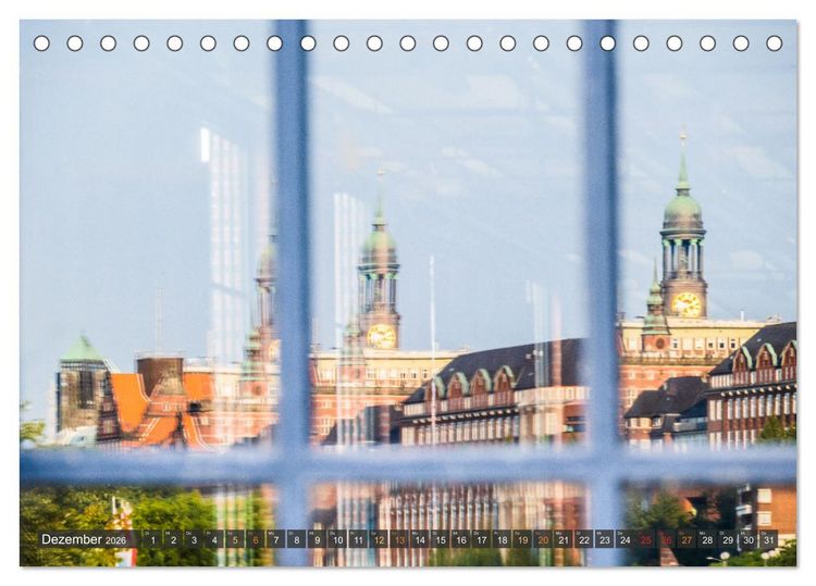 Produktbild: Die Hafenstadt Hamburg im Spiegel (Tischkalender 2026 DIN A5 quer), CALVENDO Monatskalender