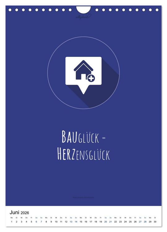 Produktbild: vollgeherzt: Der besondere Kalender f&uuml;r Bauherren mit motivierenden Hausbauzitaten (Wandkalender 2026 DIN A4 hoch), CALVENDO Monatskalender
