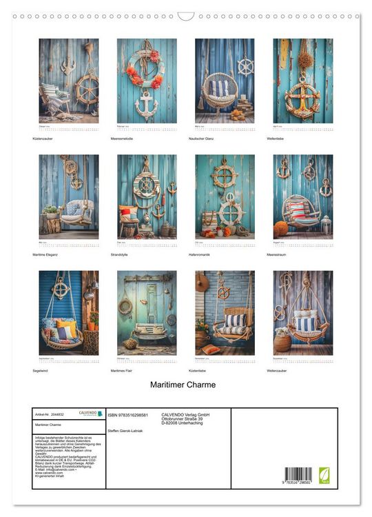 Produktbild: Maritimer Charme (Wandkalender 2026 DIN A2 hoch), CALVENDO Monatskalender