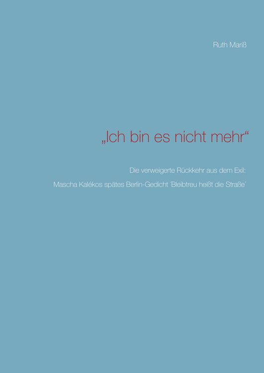 Produktbild: "Ich bin es nicht mehr"