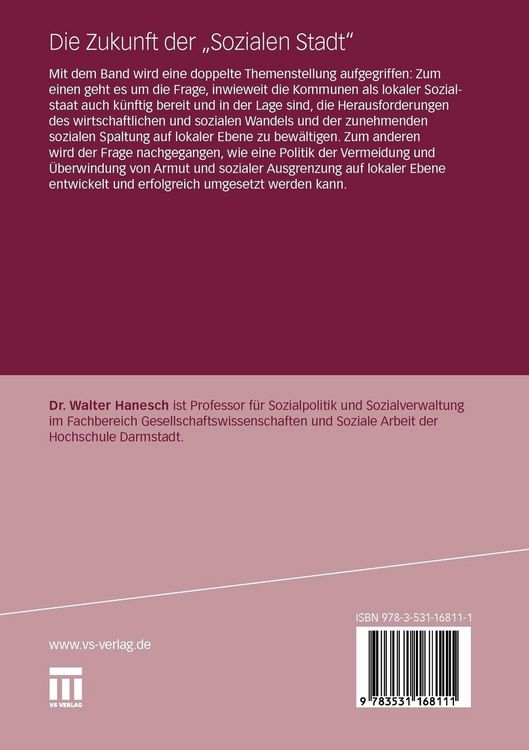 Produktbild: Die Zukunft der &bdquo;Sozialen Stadt&ldquo;
