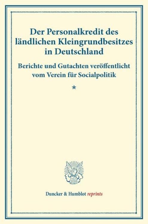 Produktbild: Der Personalkredit des l&auml;ndlichen Kleingrundbesitzes in &Ouml;sterreich.